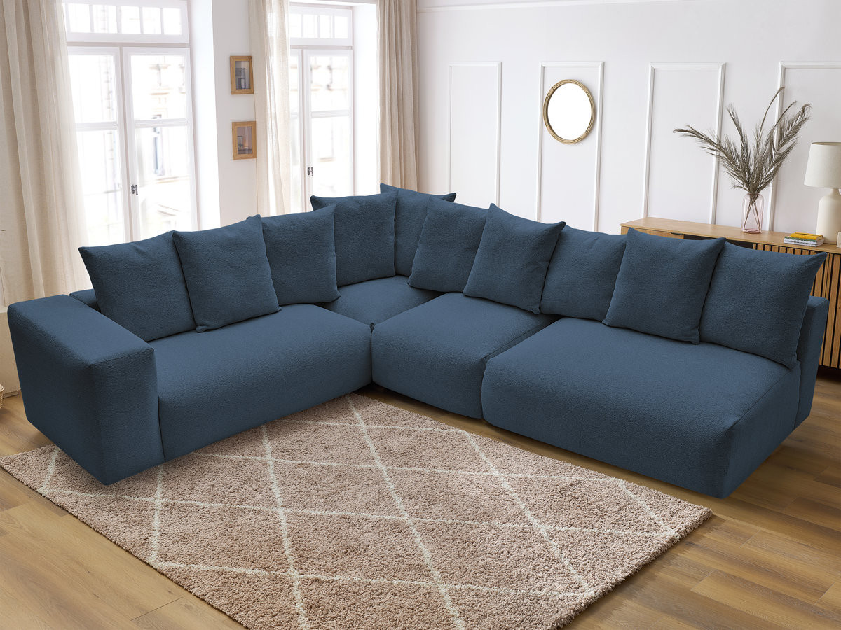 Bobochic Voltaire Ecksofa 322 × 268 cm Melange-Stoff Dunkelblau Ecke links