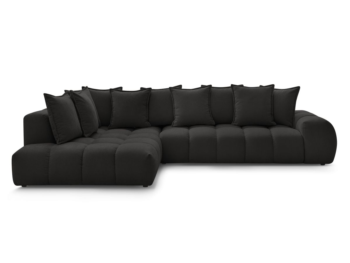 Bobochic Everest Ecksofa, 10 Kissen Strukturstoff Schwarz Ecke links