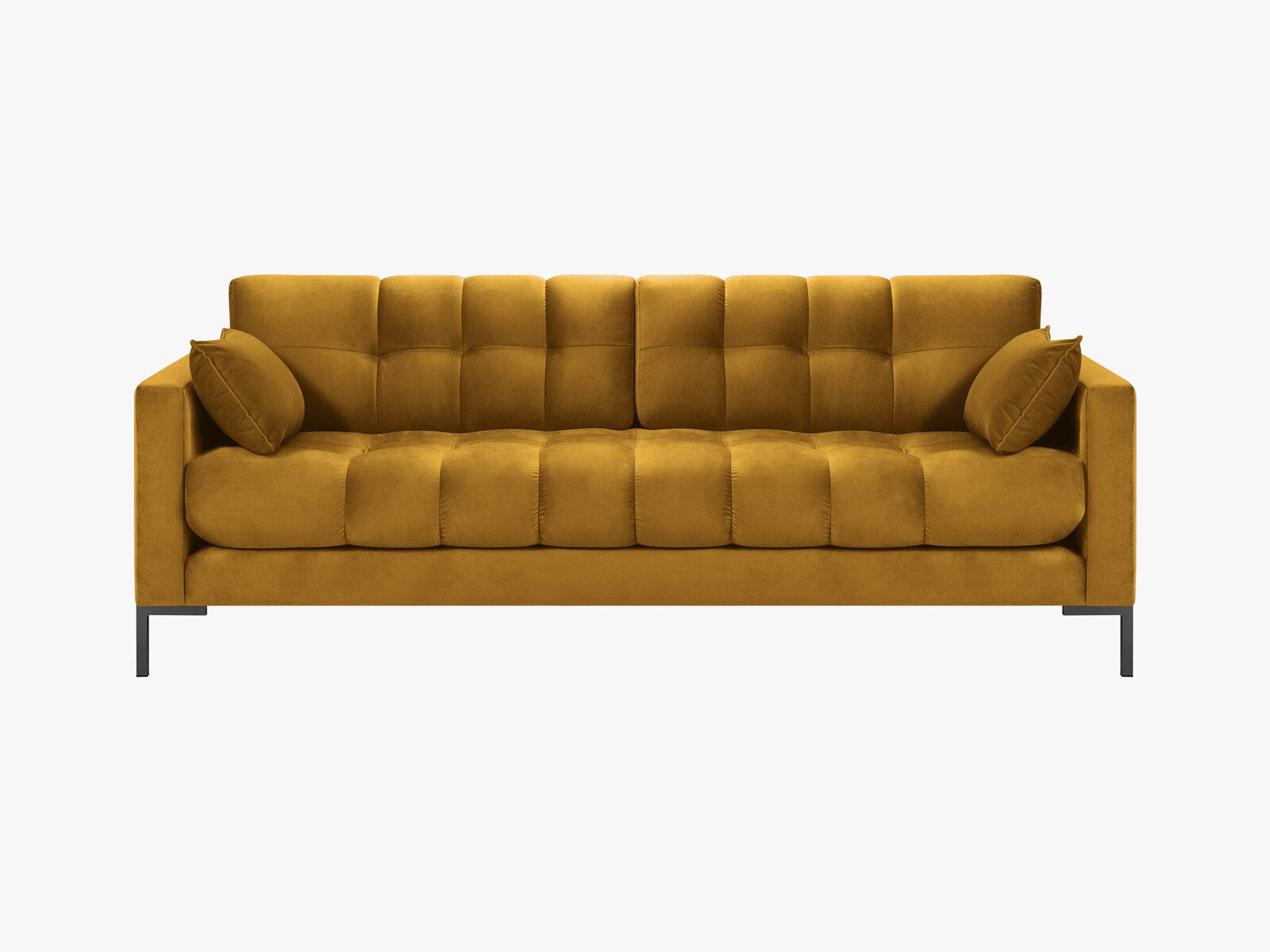 Micadoni Sofa Mamaia 3-Sitzer Samt Bluvel Gelb schwarze Beine