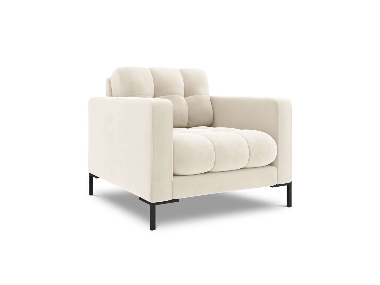 Cosmopolitan Design Sessel Bali Samt Bluvel Helles Beige Beine Schwarzes Metall
