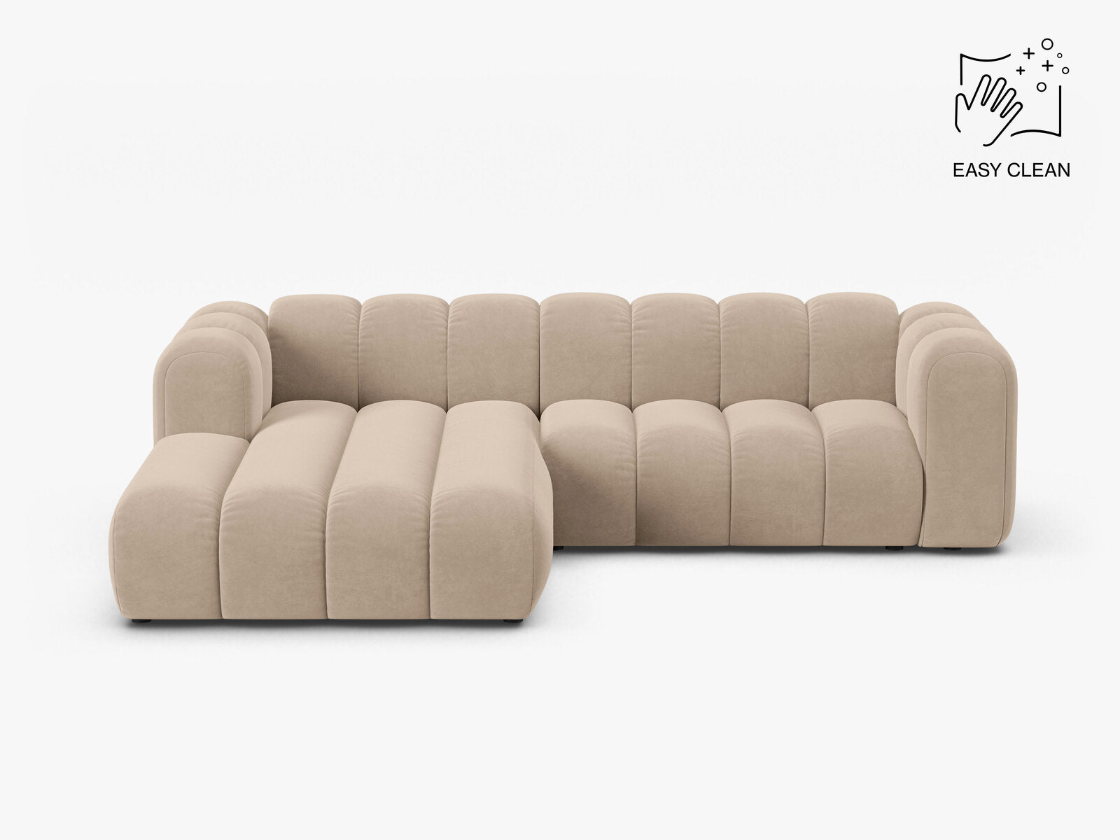 Micadoni Modulares Ecksofa Lupine 4-Sitzer mittelgroß Links Samt Venus Beige