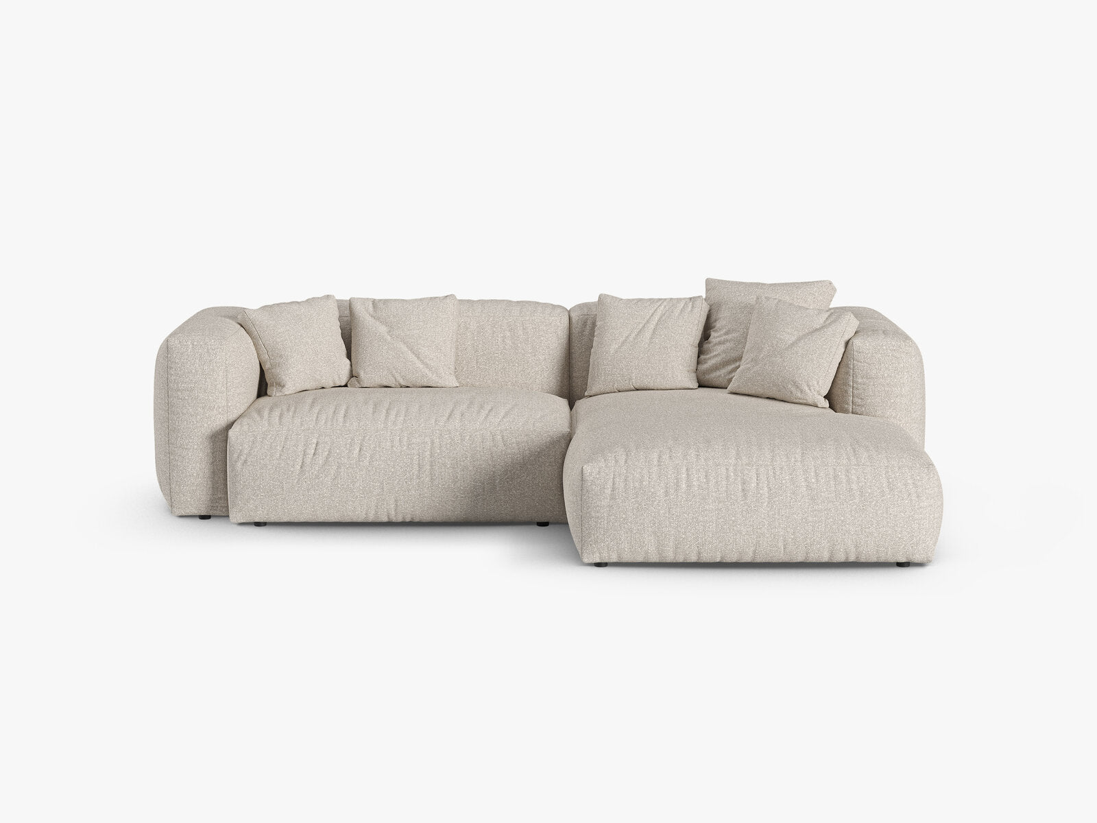 Micadoni Ecksofa Martina 2-Sitzer 90cm Sitztiefe Rechts Boucle Monet Beige