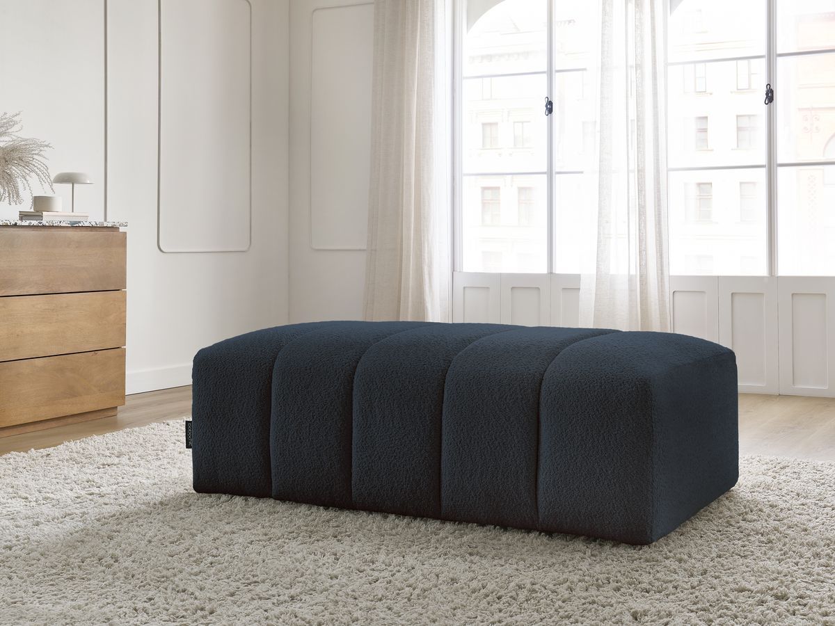 Bobochic Annecy Pouf Bouclé-Stoff Dunkelblau