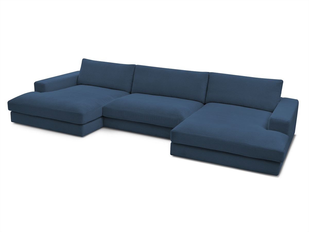 Bobochic Leonard Wohnlandschaft 349 × 159 cm Cordsamt Dunkelblau