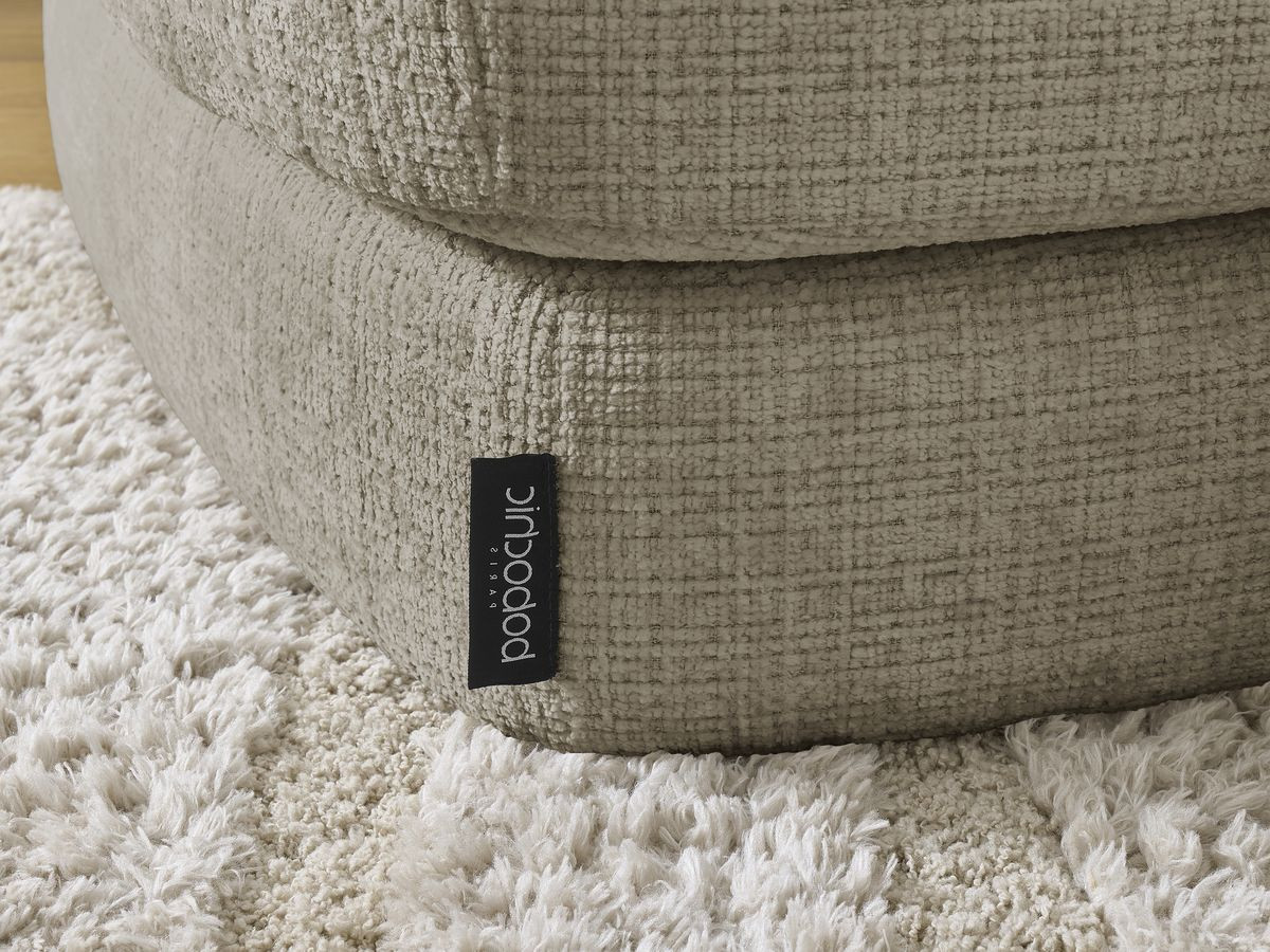 Bobochic Leonore Ecksofa mit Pouf Strukturstoff Taupe Ecke links