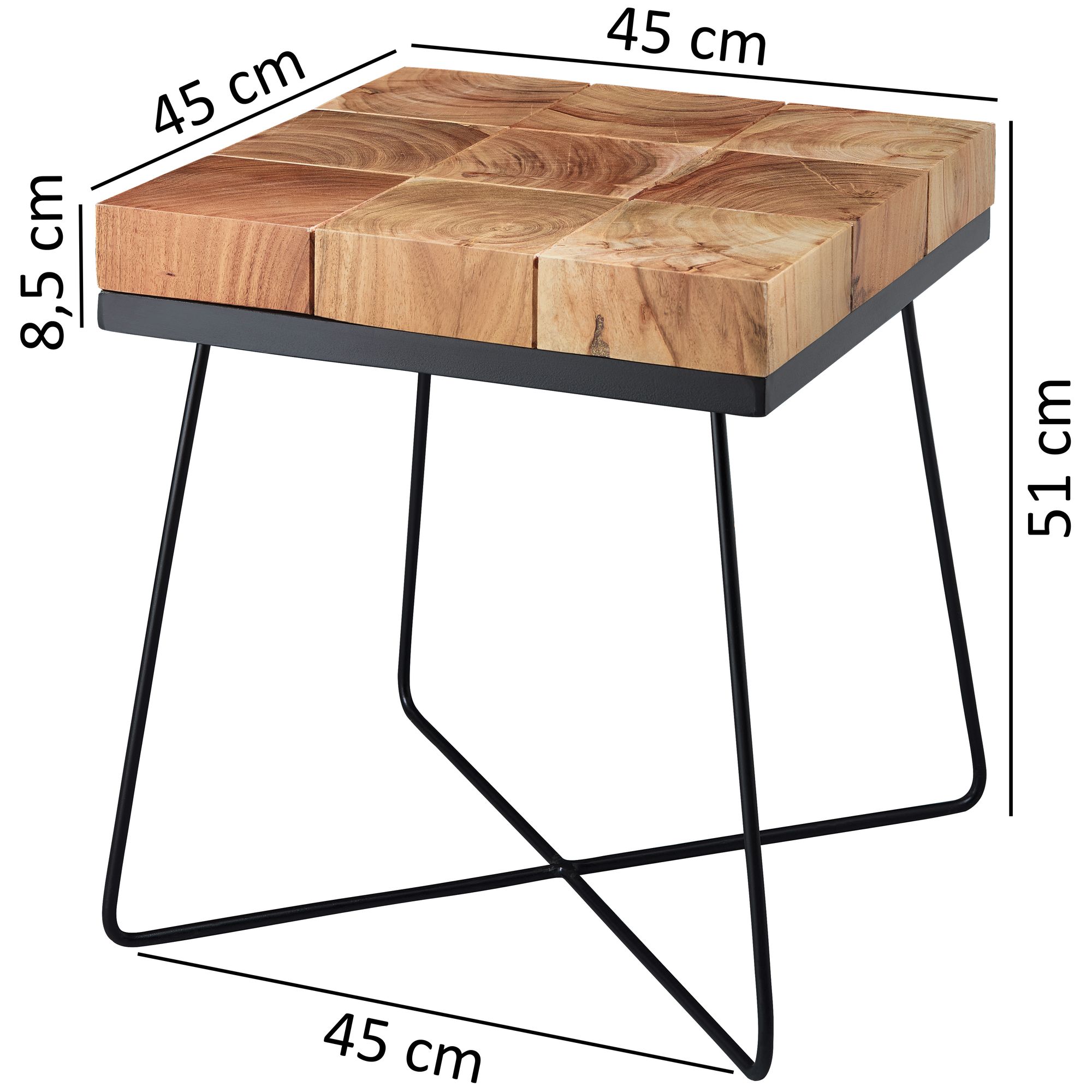 Beistelltisch Akranes Akazie Massivholz 45 × 45 × 51 cm
