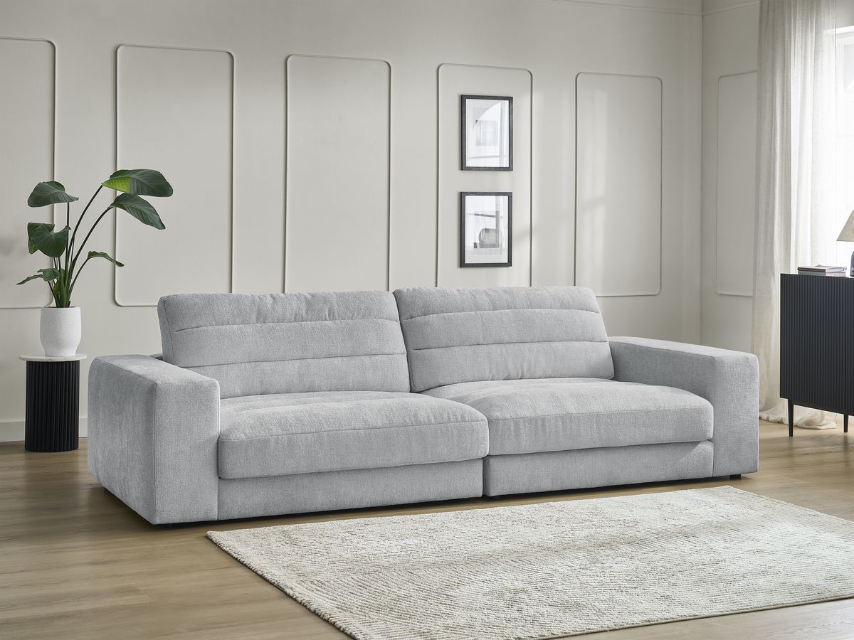 Bobochic Sierra Sofa 3-Sitzer Strukturstoff Hellgrau
