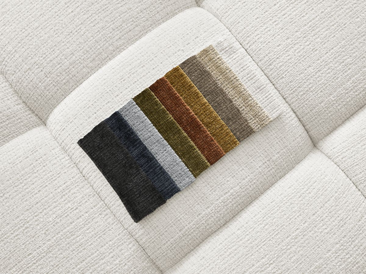 Bobochic Ivane Ecksofa mit Pouf Strukturstoff Weiß Ecke links