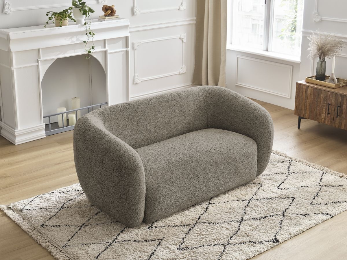 Bobochic Celine Sofa 2-Sitzer Bouclé-Stoff Taupe
