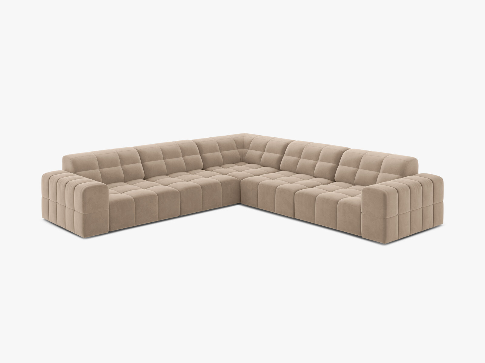 Micadoni Jennifer Modulares Ecksofa 7-Sitzer Samt Venus Beige