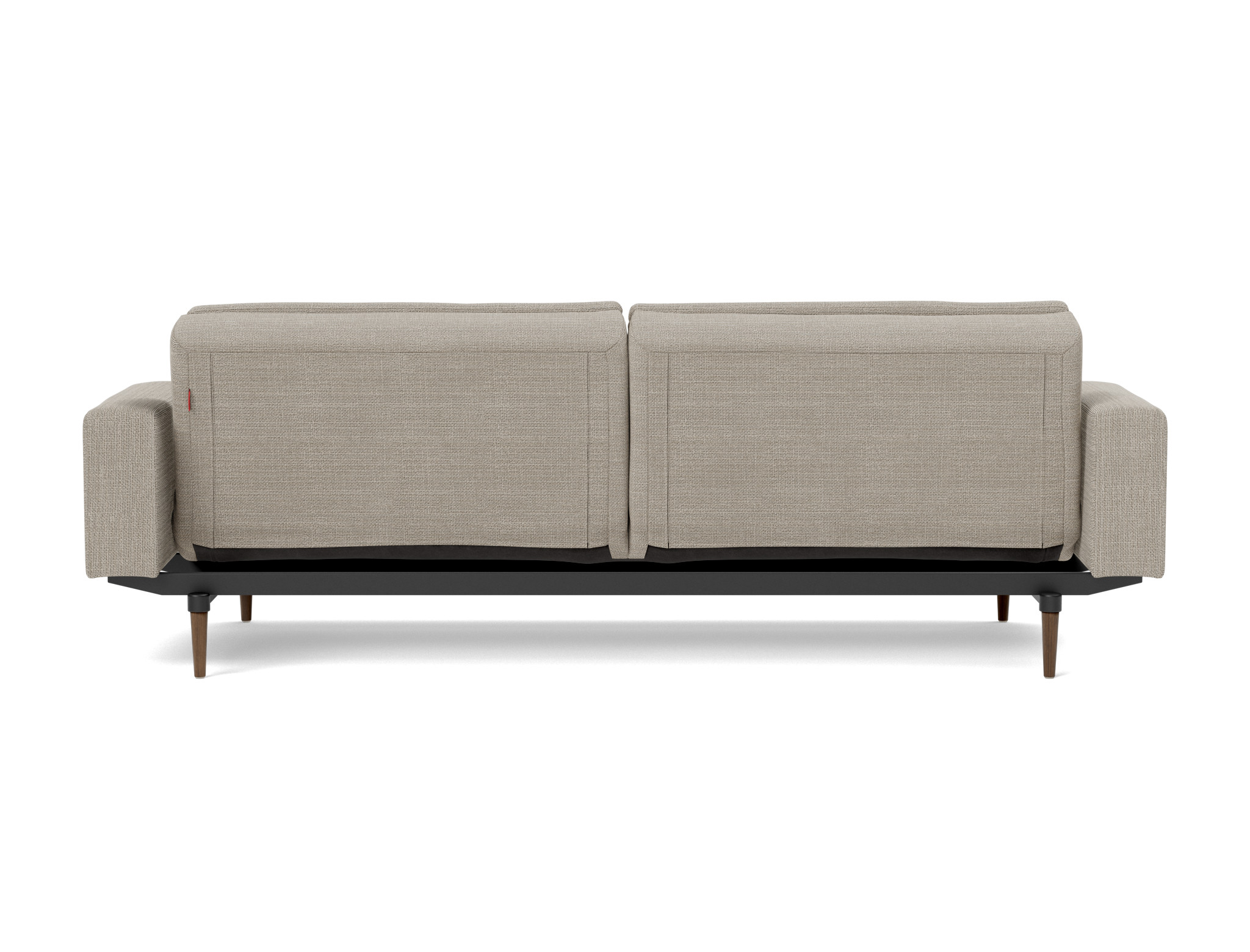 Schlafsofa Dublexo mit Armlehnen Strukturierter Stoff Kenya 579-Gravel Beine Styletto Eiche dunkel