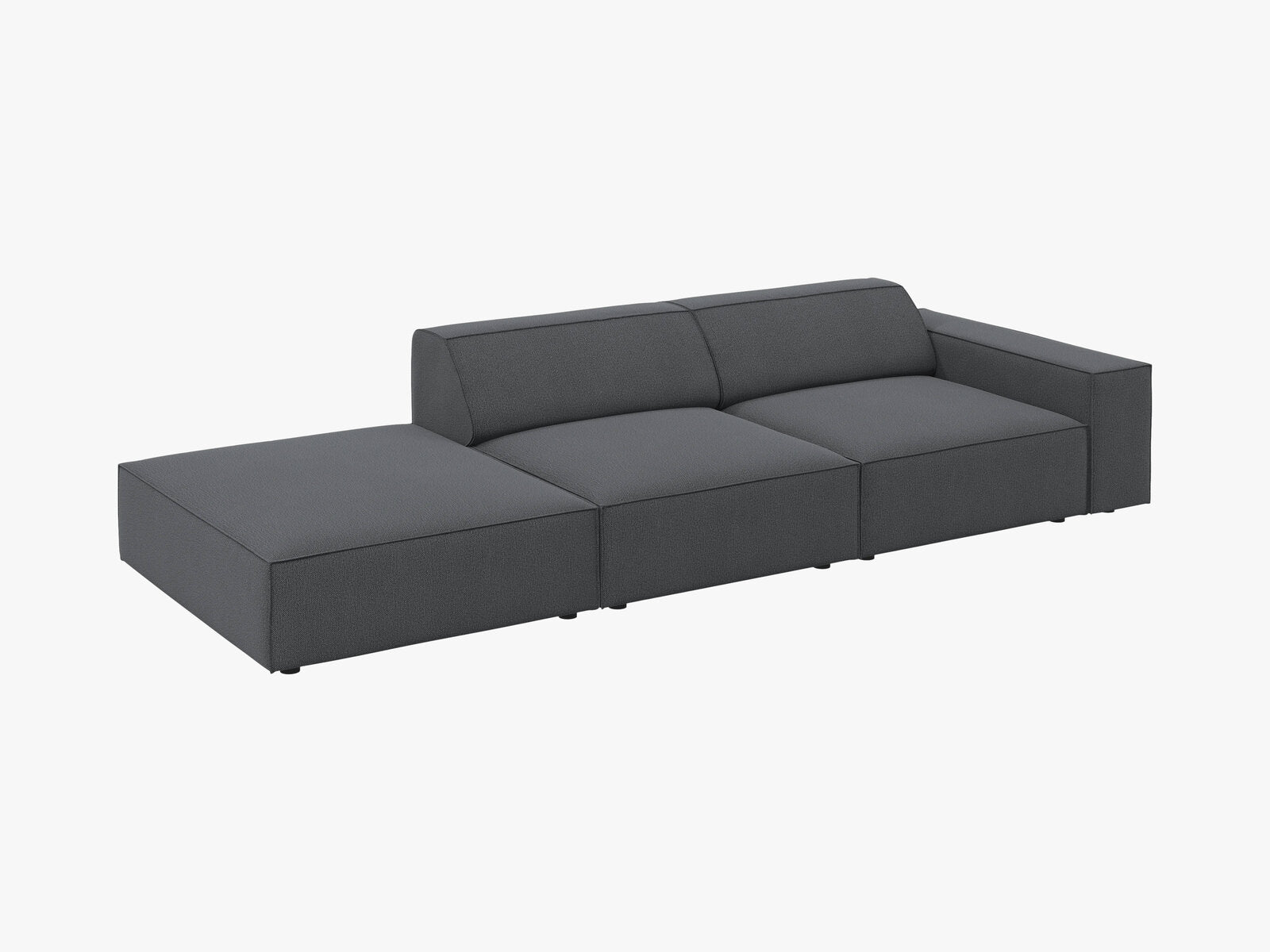 Micadoni Sofa Jodie 3-Sitzer Links Strukturierter Stoff Megan Dunkelgrau
