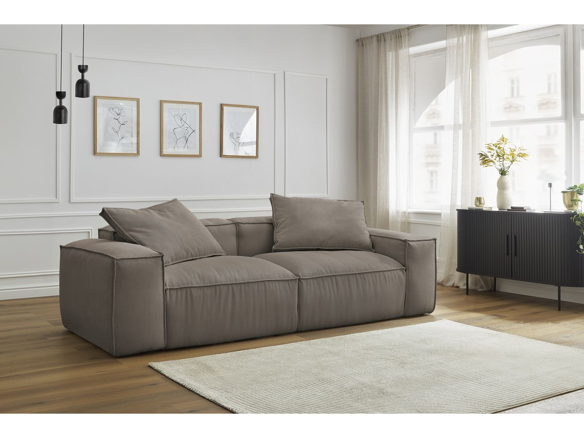 Bobochic Boheme Sofa 3-Sitzer Cordsamt Taupe