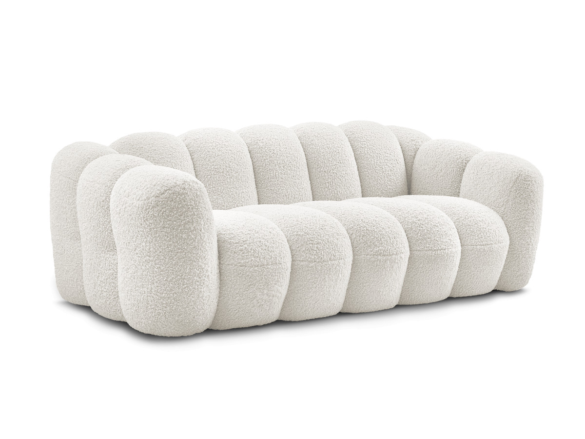 Bobochic Hippolyte Sofa 3-Sitzer Bouclé-Stoff Weiß