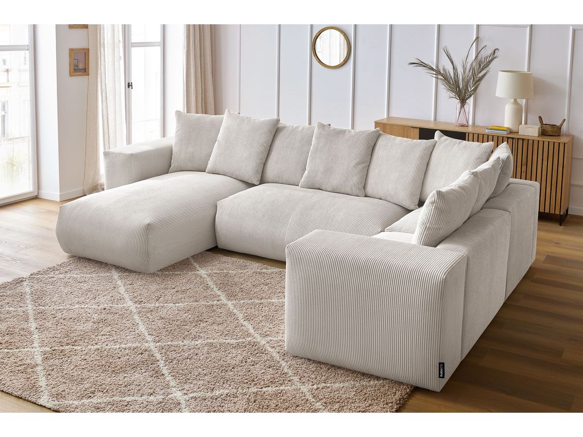 Bobochic Voltaire Wohnlandschaft 356 × 214 cm Cordsamt Beige Ecke links