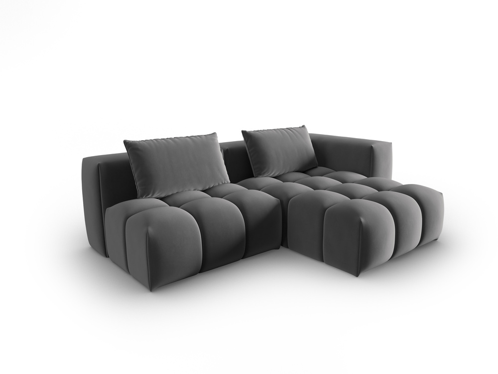 Cosmopolitan Design Ecksofa Verona 3-Sitzer offen Samt Casino Anthrazit Rechts