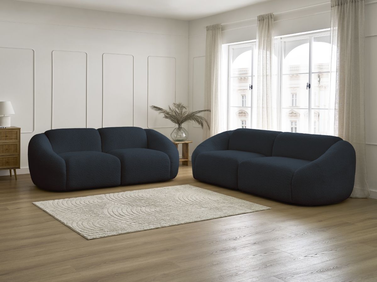Bobochic Tina Sofa 5-Sitzer Bouclé-Stoff Dunkelblau