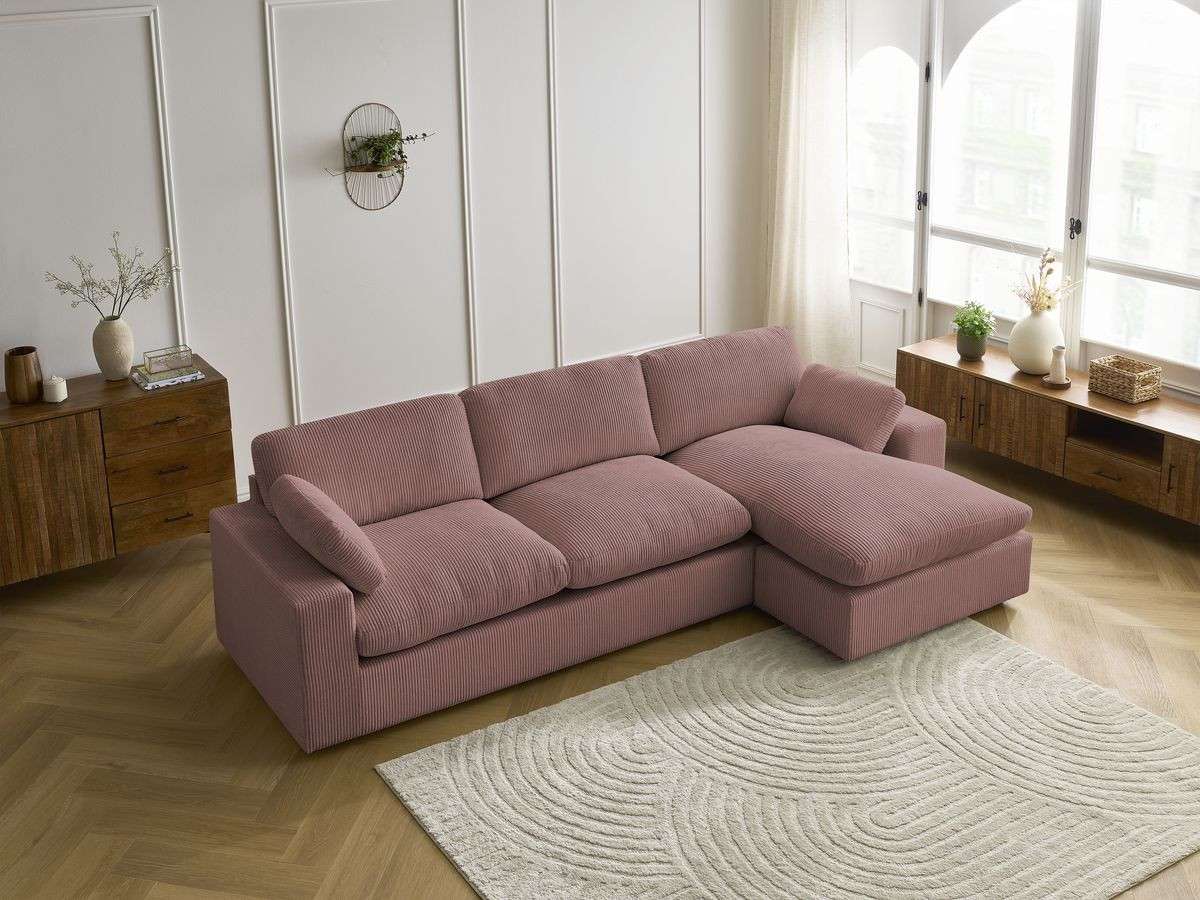 Bobochic Belair Ecksofa 280 × 139 cm Cordsamt Rosa
