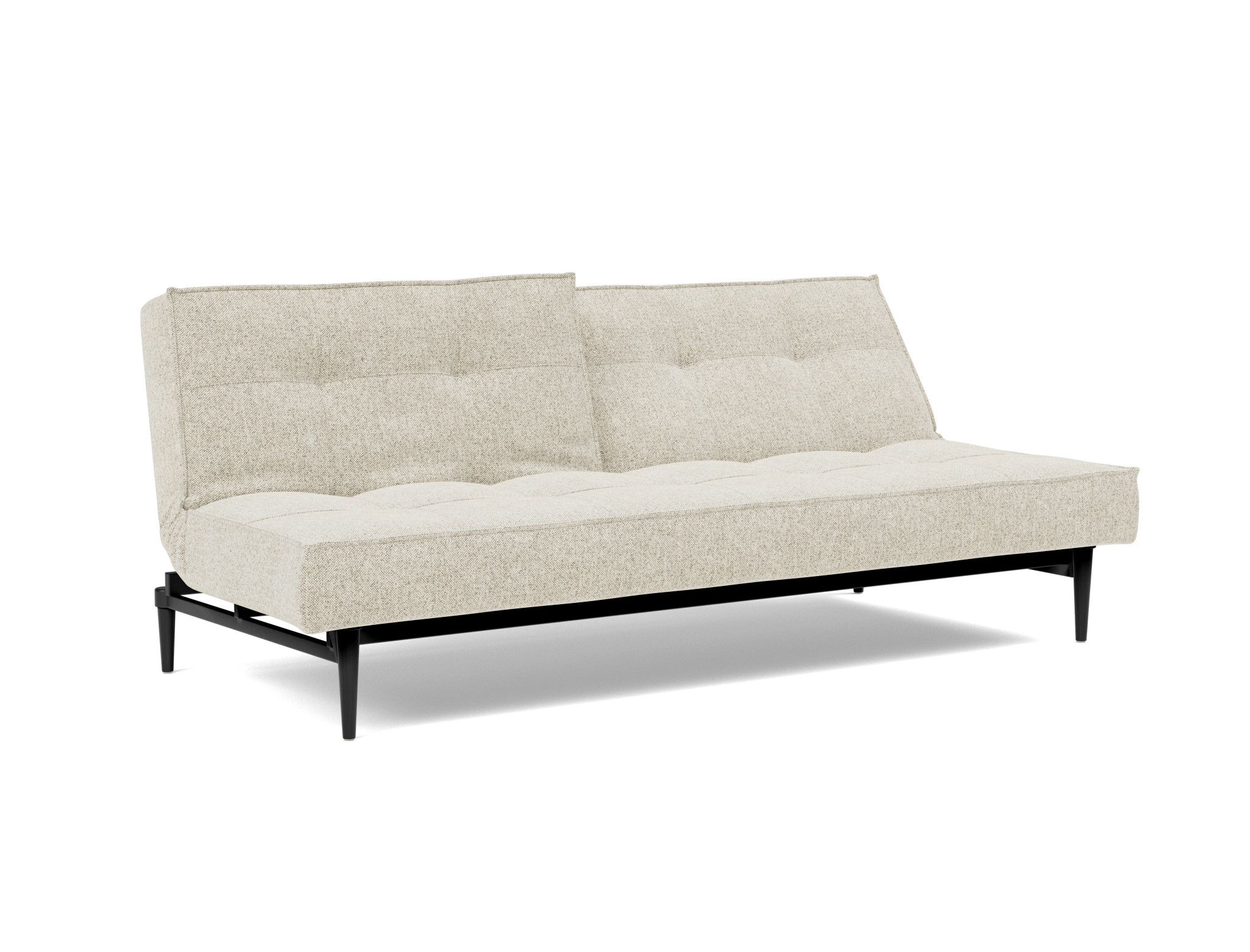 Schlafsofa Splitback Strukturierter Stoff Taura 357-Off-White Beine Styletto Eiche schwarz