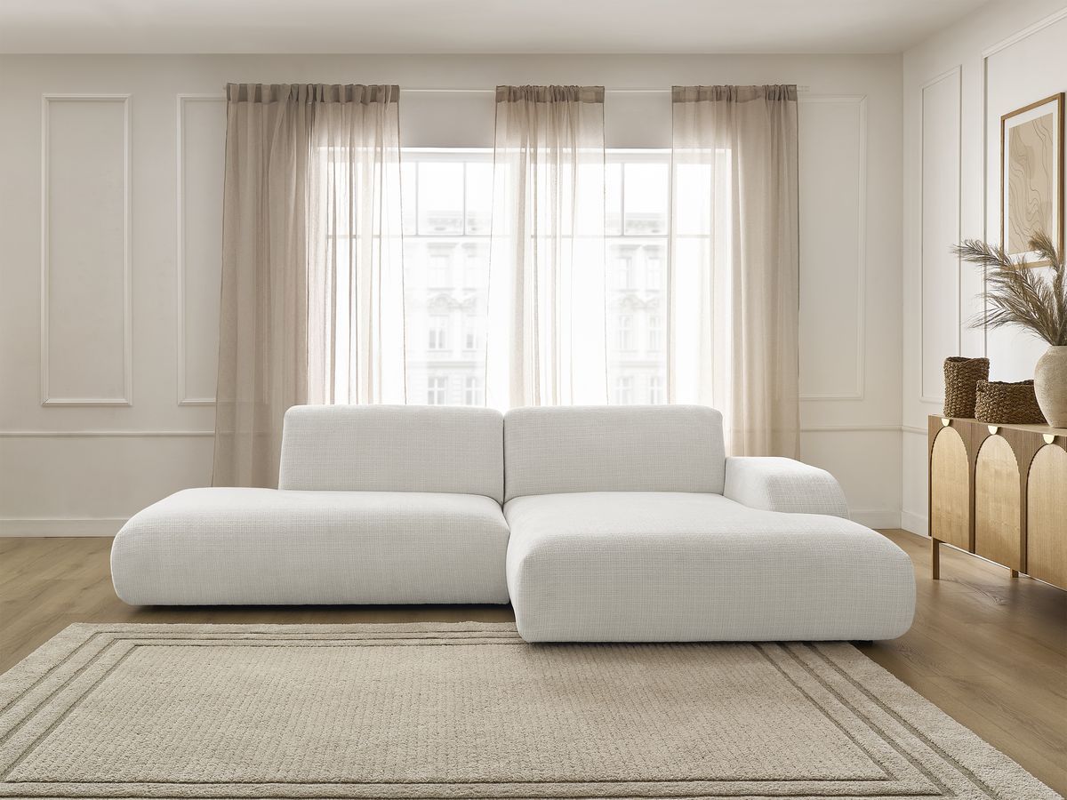 Bobochic Sirius Ecksofa 300 × 170 cm Strukturstoff Weiß Ecke rechts