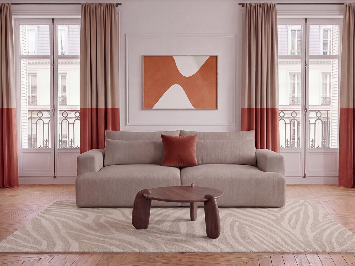 Bobochic Twiny Sofa 3-Sitzer Stoff Taupe