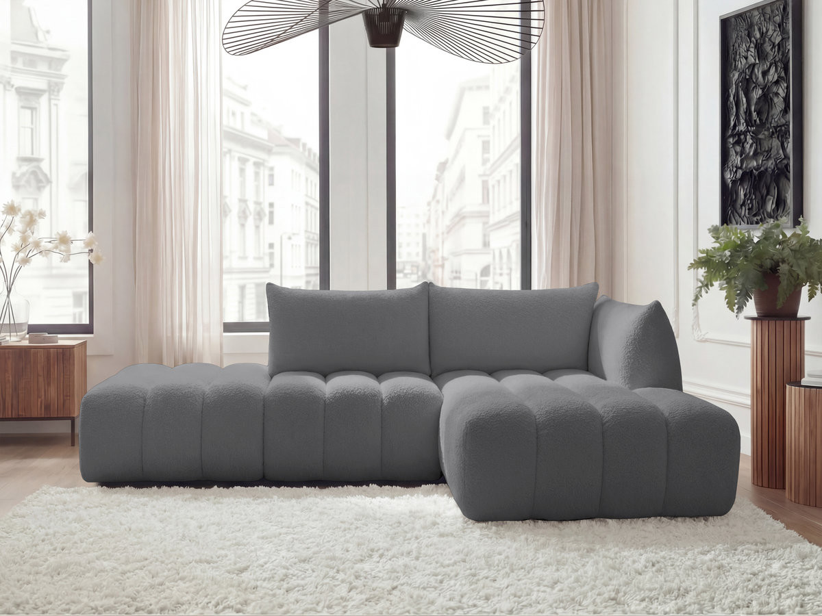 Bobochic Azra Ecksofa 319 × 178 cm Bouclé-Stoff Dunkelgrau Ecke rechts