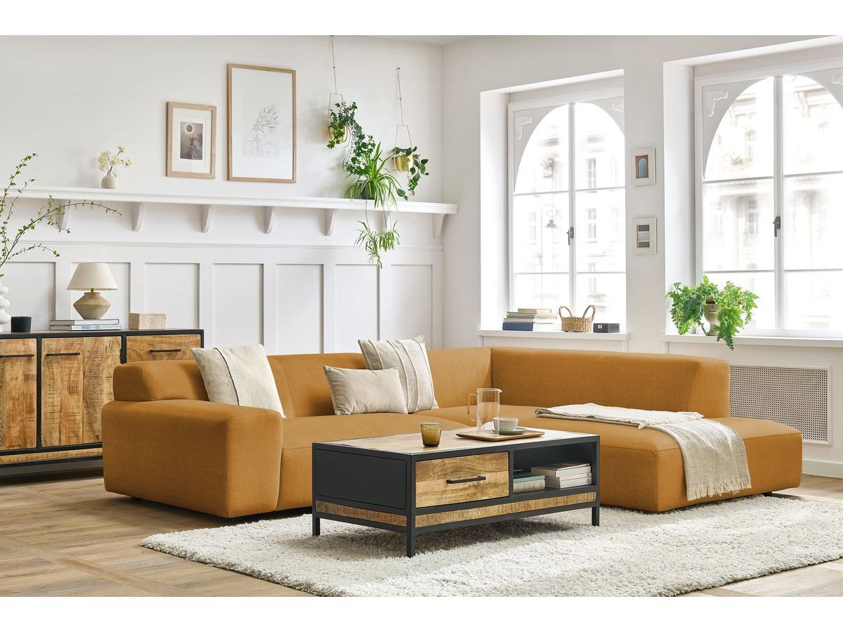 Bobochic Lavena Ecksofa 272 × 220 cm Samt Gelb Ecke rechts