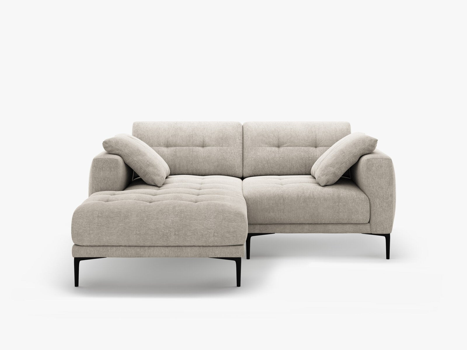 Micadoni Ecksofa Bemy 2-Sitzer Links Strukturierter Stoff Beige