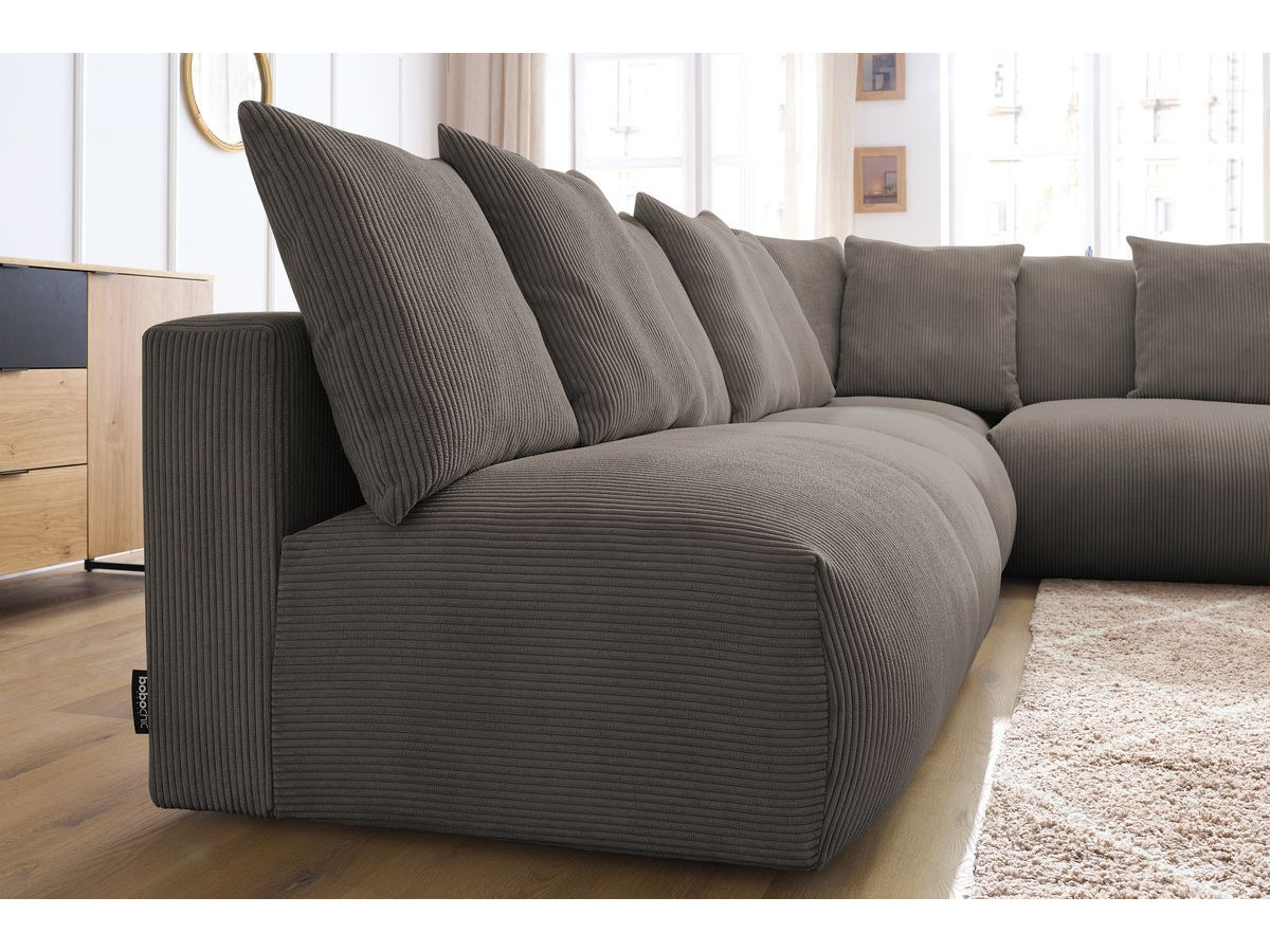 Bobochic Voltaire Ecksofa 322 × 268 cm Cordsamt Taupe Ecke rechts