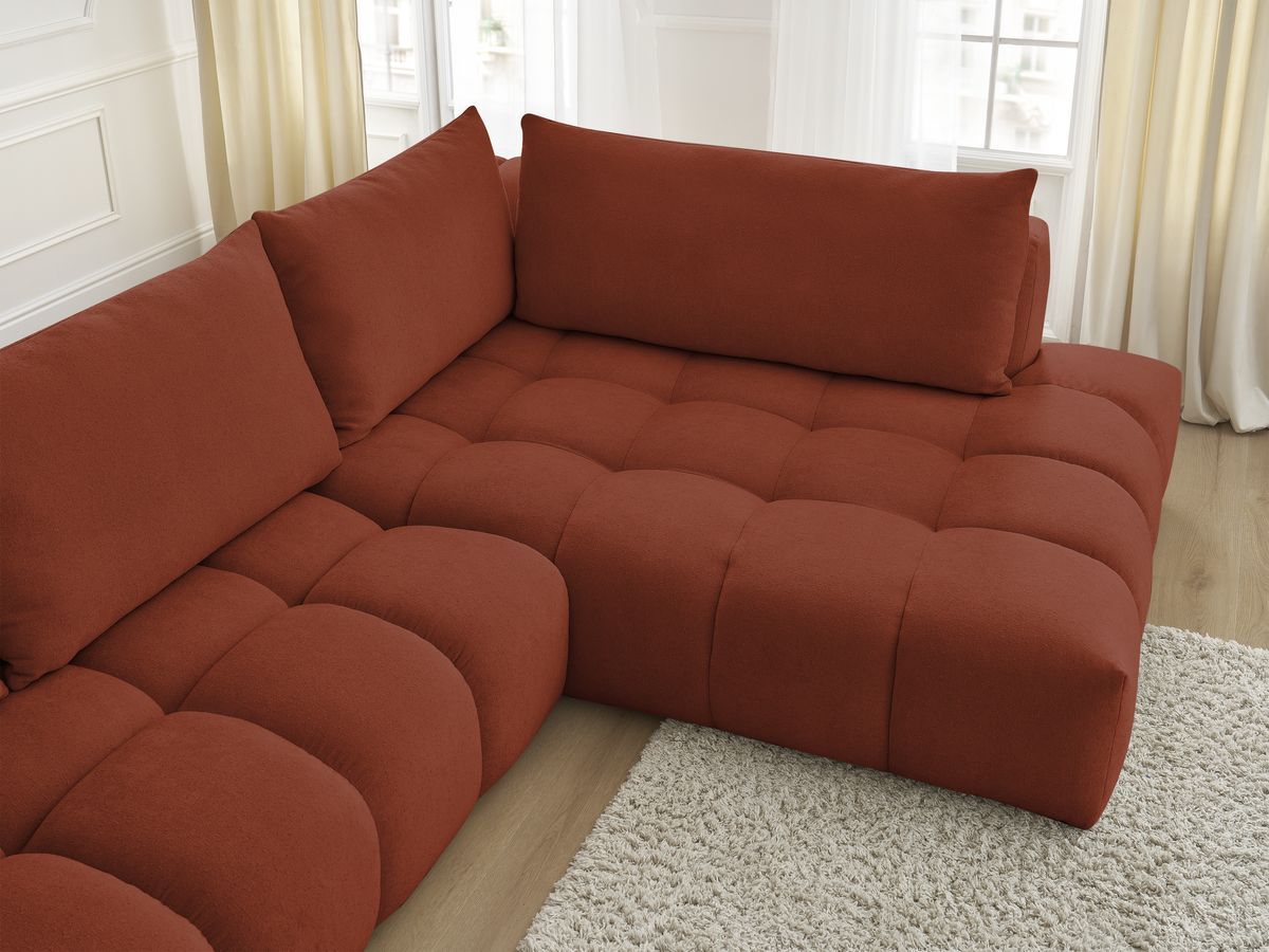 Bobochic Everest Ecksofa, 4 Kissen Strukturstoff Orange Ecke rechts
