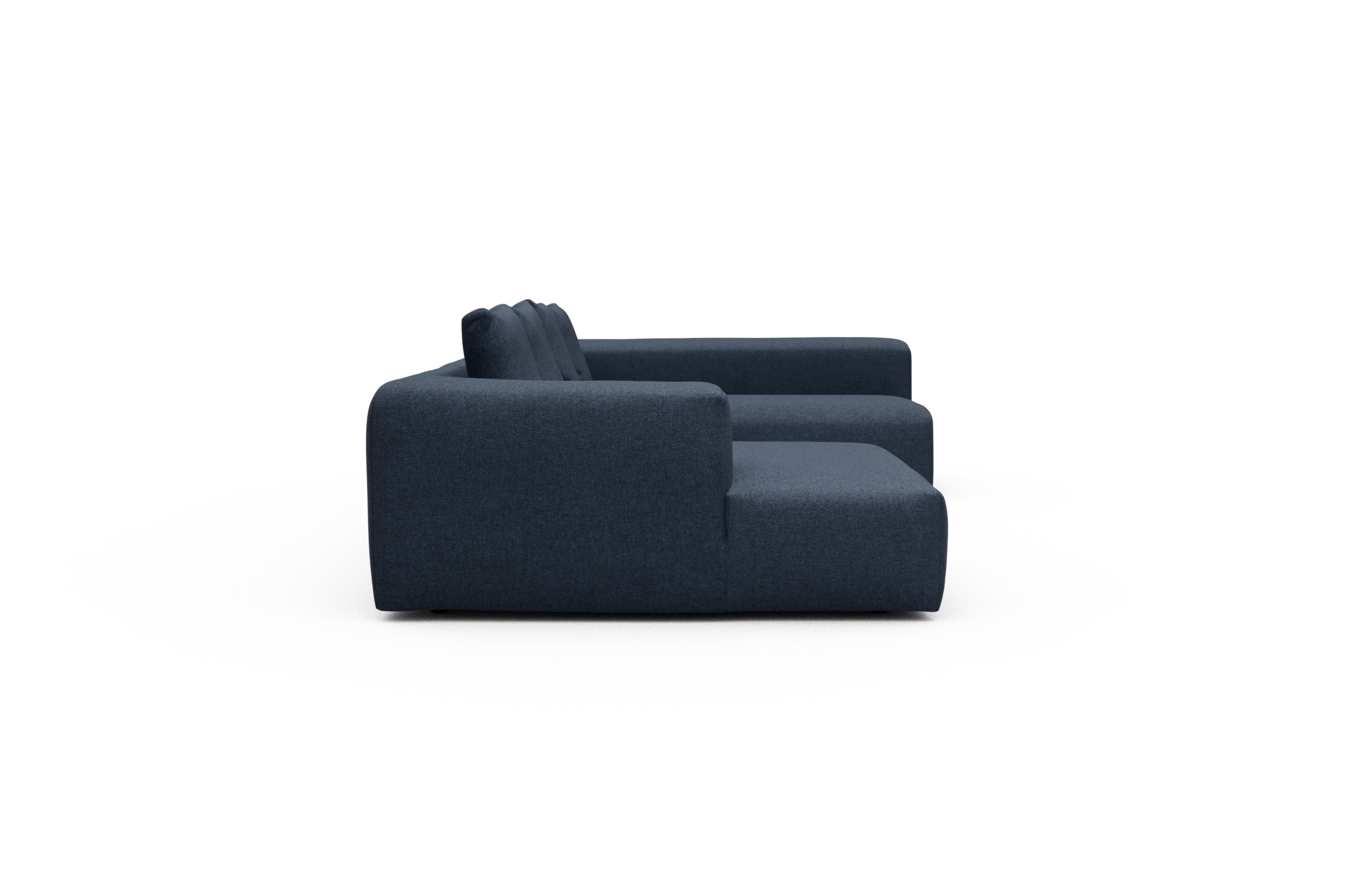 Wohnlandschaft Fred Chaiselongue links mit 2-Sitzer und lange Armlehne rechts Sama-Deep-Blue