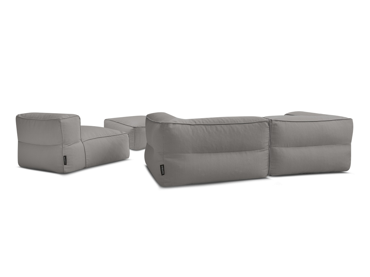 Bobochic Giulia Gartensofa 4-Sitzer mit Pouf, 2 Eckmodule Stoff Dunkelgrau
