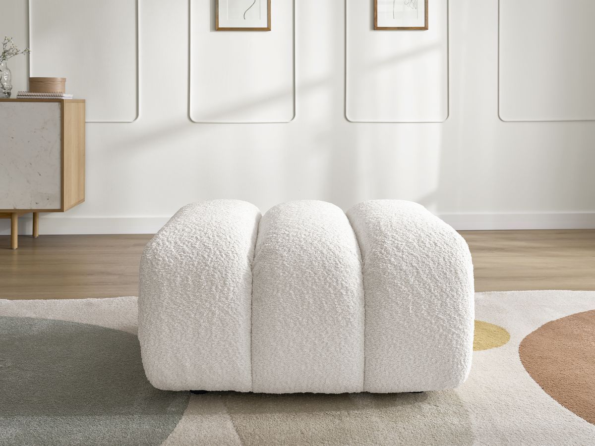 Bobochic Talia Pouf Bouclé-Stoff Weiß