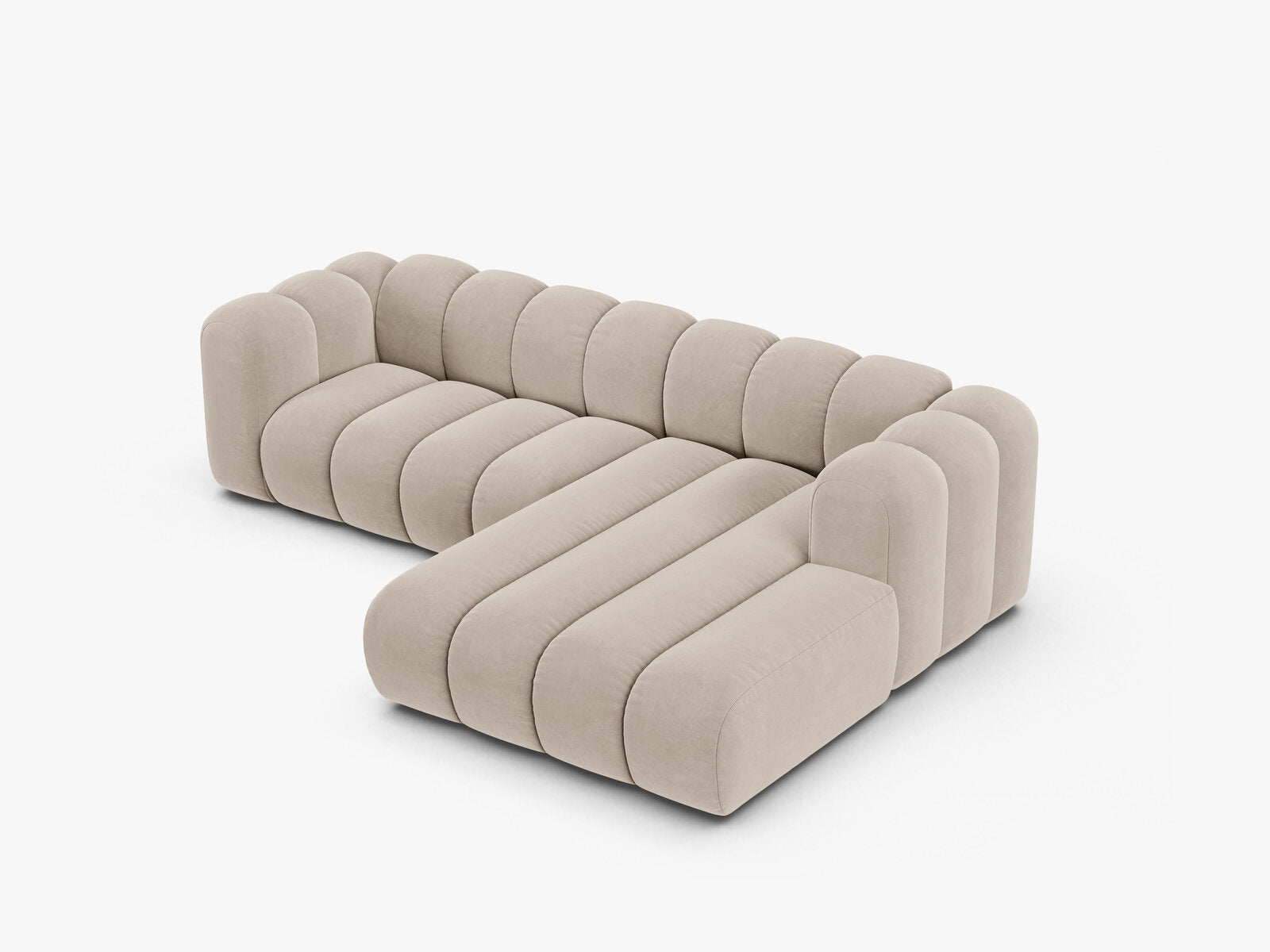 Micadoni Modulares Ecksofa Lupine 4-Sitzer mittelgroß Rechts Samt Salvador Beige