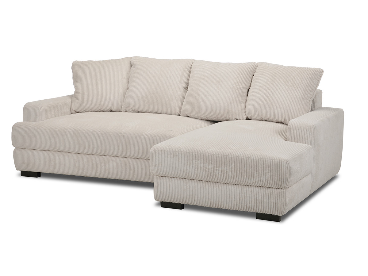 Bobochic Campi Ecksofa mit Schlaffunktion und Bettkasten Cordsamt Beige Ecke rechts