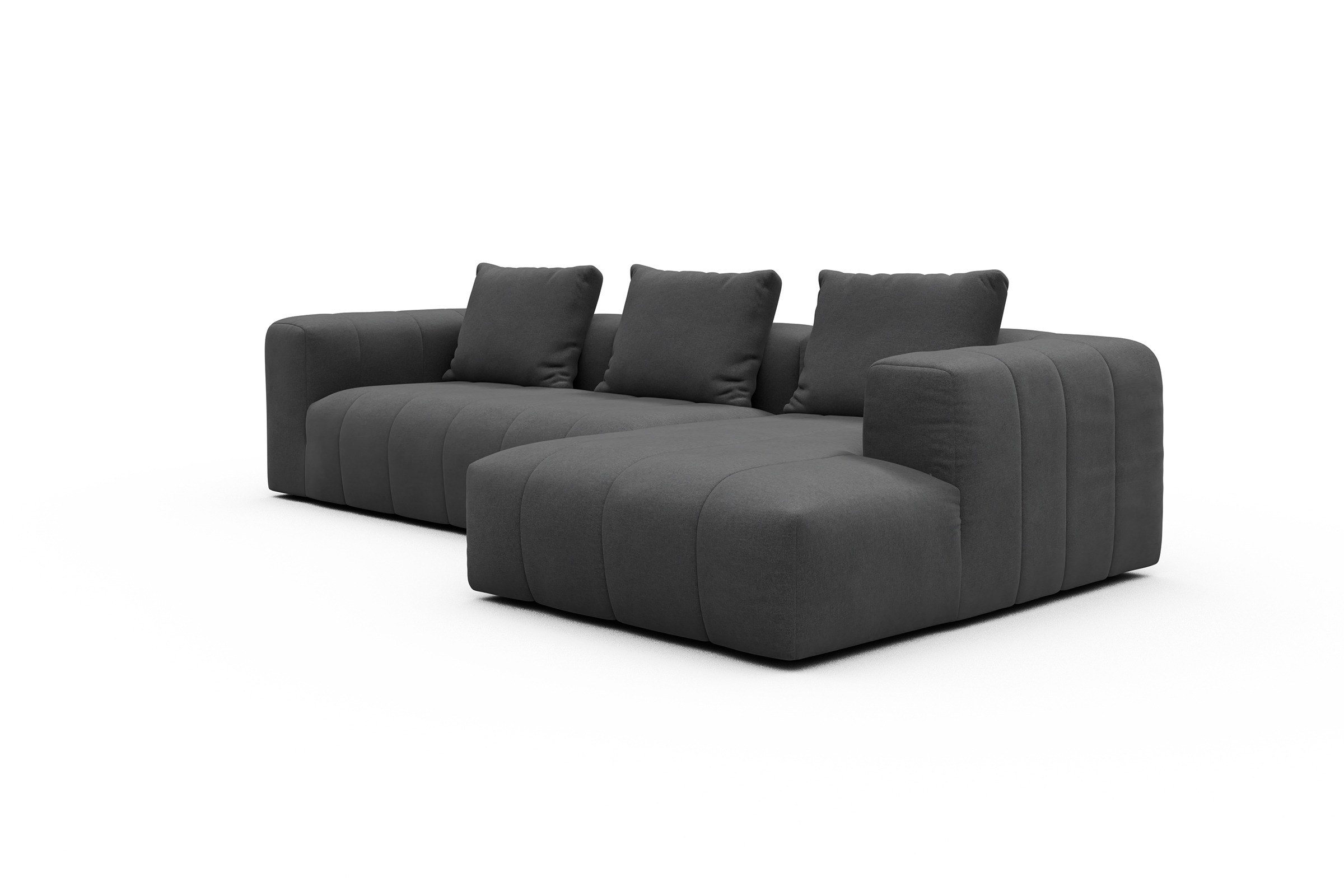 Ecksofa Hugo 2,5-Sitzer Armlehne links mit Chaiselongue Satya-Zinc