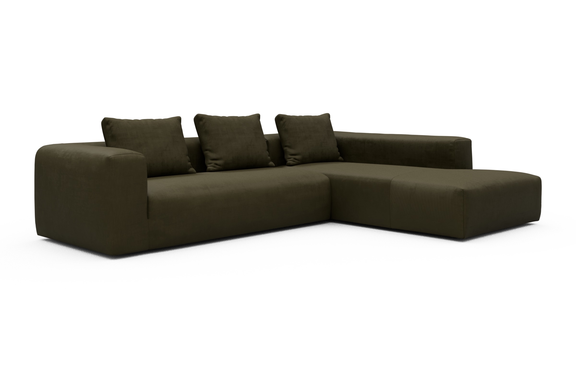 Ecksofa Fred Relax-Ecke rechts mit 2,5-Sitzer Cordufine-Pine-Green