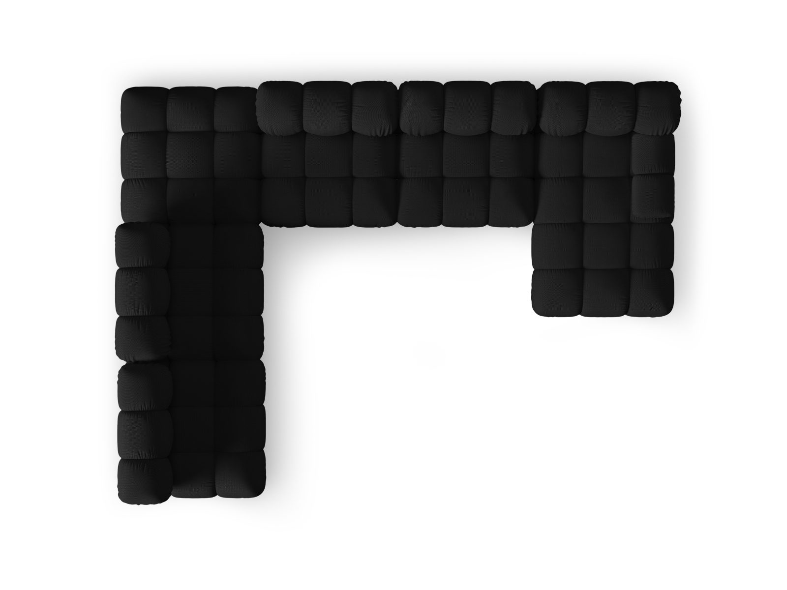 Micadoni Modulares Panorama Ecksofa Bellis 7-Sitzer Links 3D-Stoff Sonic Schwarz
