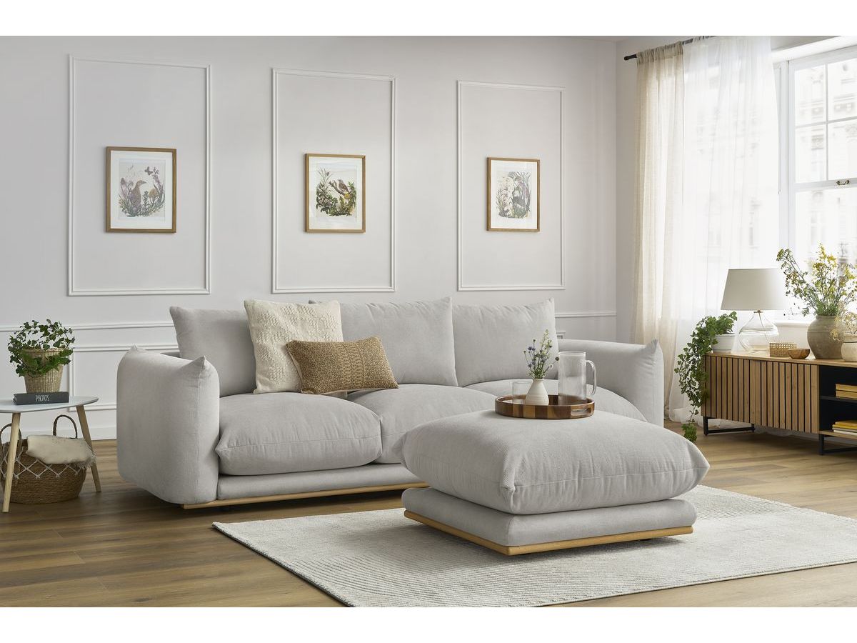 Bobochic Ernest Sofa 4-Sitzer mit Pouf Stoff Hellgrau