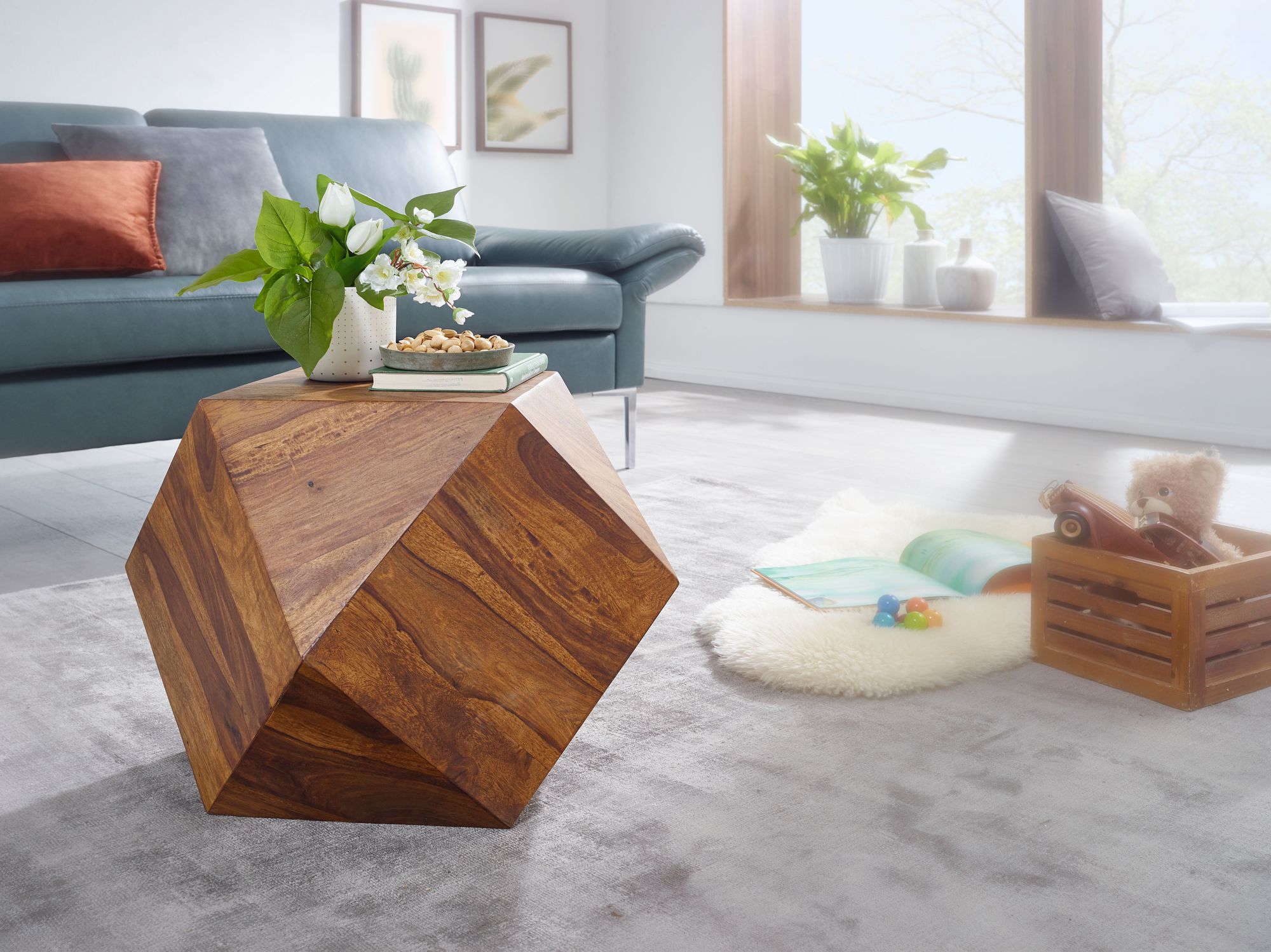 Couchtisch Vestby Massivholz Braun 57 × 57 × 42,5 cm