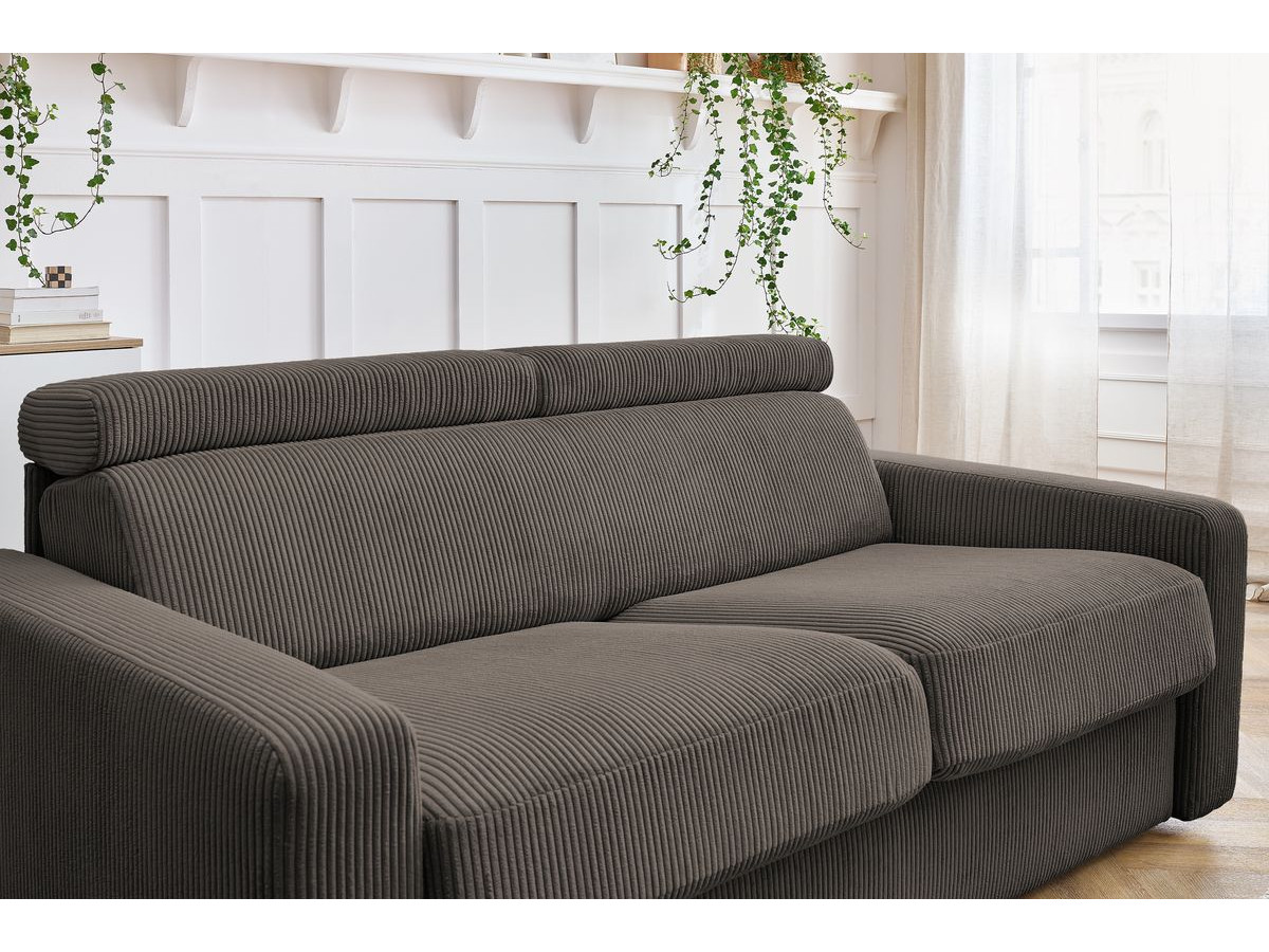 Bobochic Monaco Schlafsofa 3-Sitzer Cordsamt Taupe, Liegefläche 140 × 190 cm