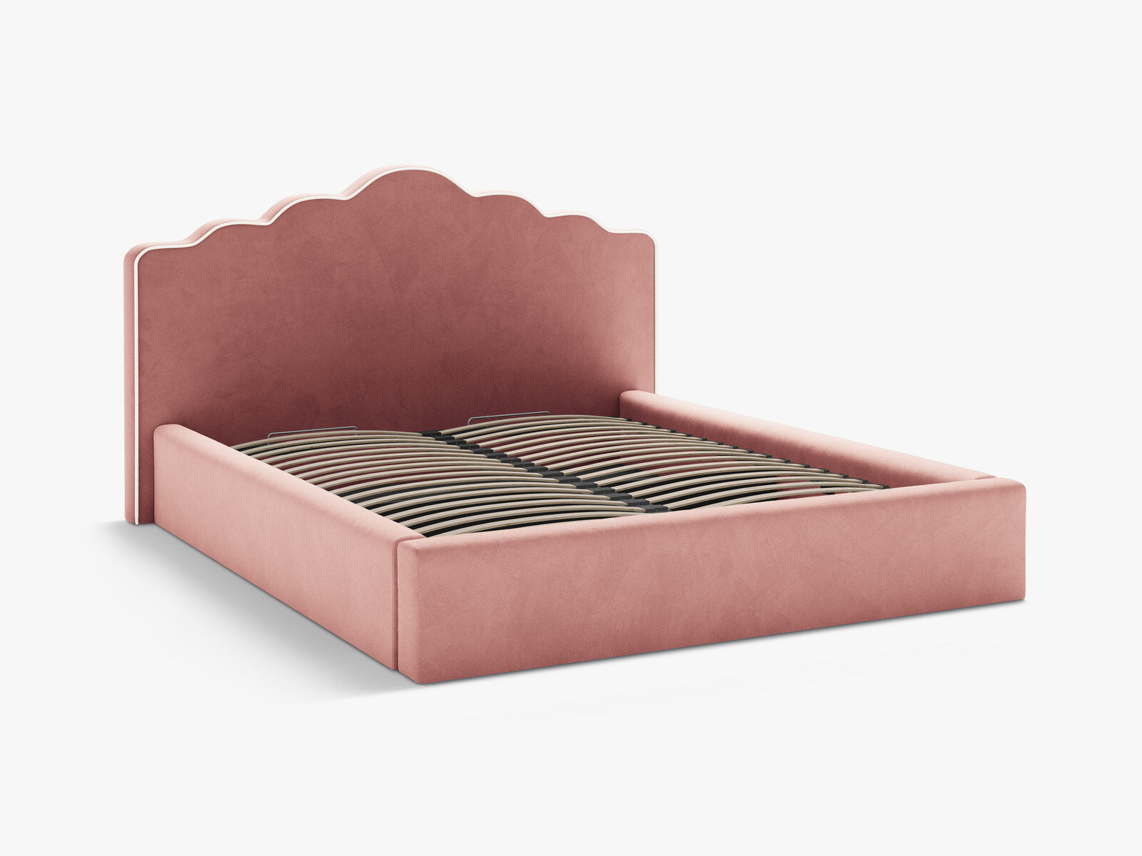 Micadoni Dream Samtbett mit Bettkasten und Kopfteil Samt Magic Velvet Elfenbein / Rosa 140x200
