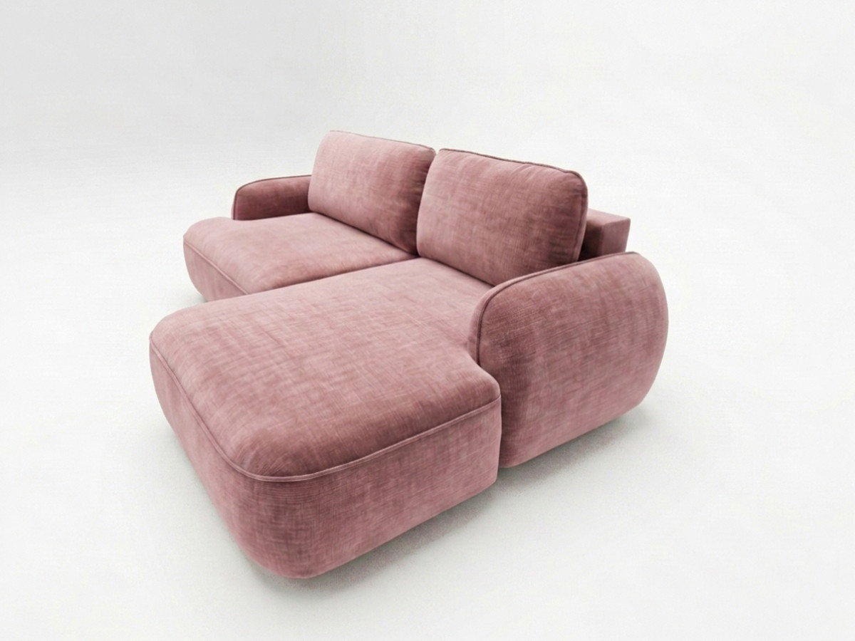 Bobochic Celeste Ecksofa mit Schlaffunktion und Bettkasten Stoff Rosa Ecke rechts