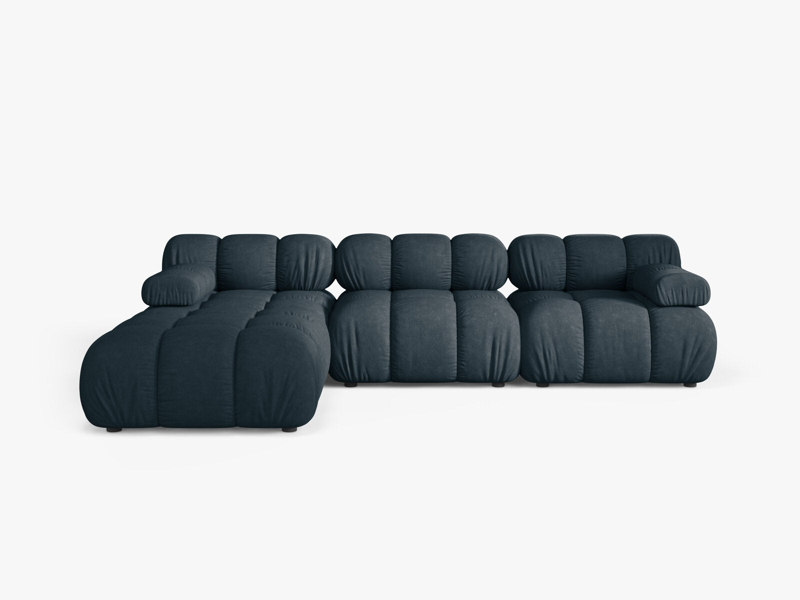 Micadoni Modulares Sofa Bellis 4-Sitzer mit flachem Modul Strukturierter Stoff Liberty Dunkel Petrol