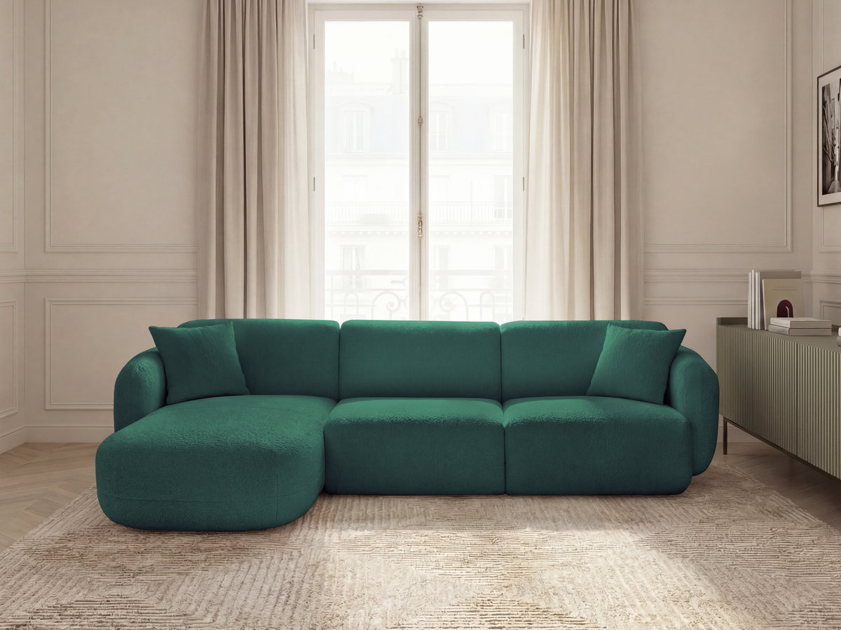 Bobochic Anda Ecksofa 292 × 163 cm Chenille Dunkelgrün Ecke links