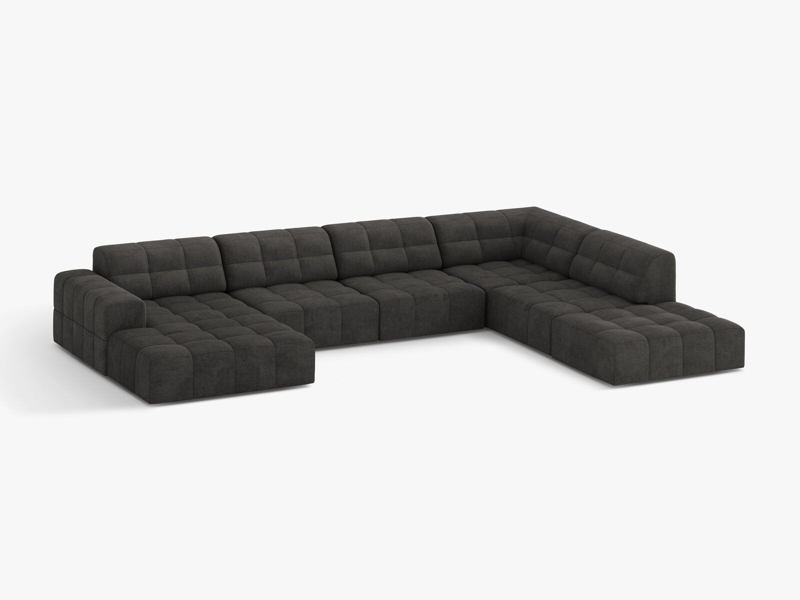 Micadoni Panorama Ecksofa Jennifer 7-Sitzer Rechts Chenille Eden Dunkelgrau