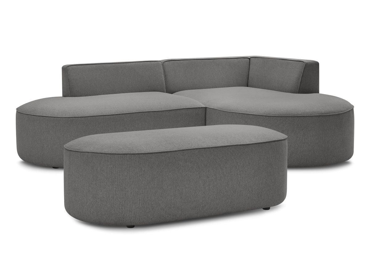 Bobochic Rousseau Ecksofa mit Pouf Melange-Stoff Dunkelgrau Ecke rechts