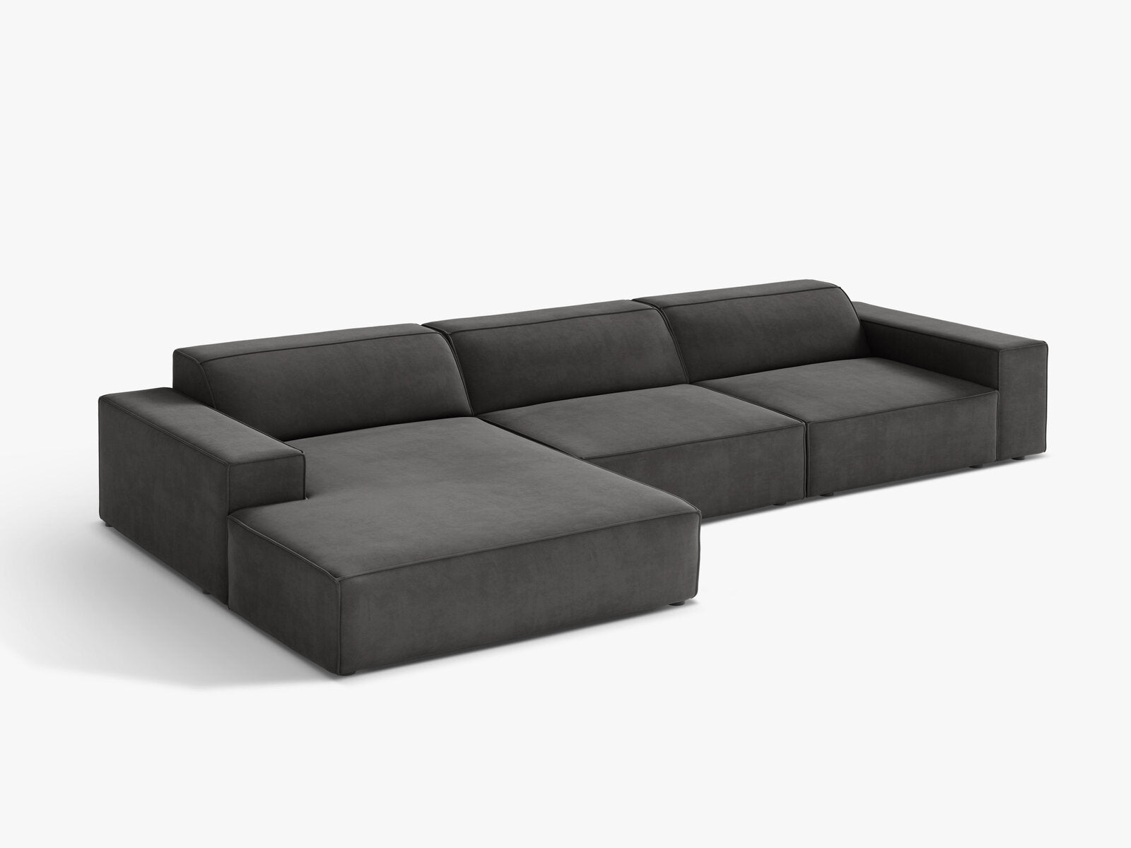 Micadoni Ecksofa Jodie 4-Sitzer Links Samt Bluvel Grau