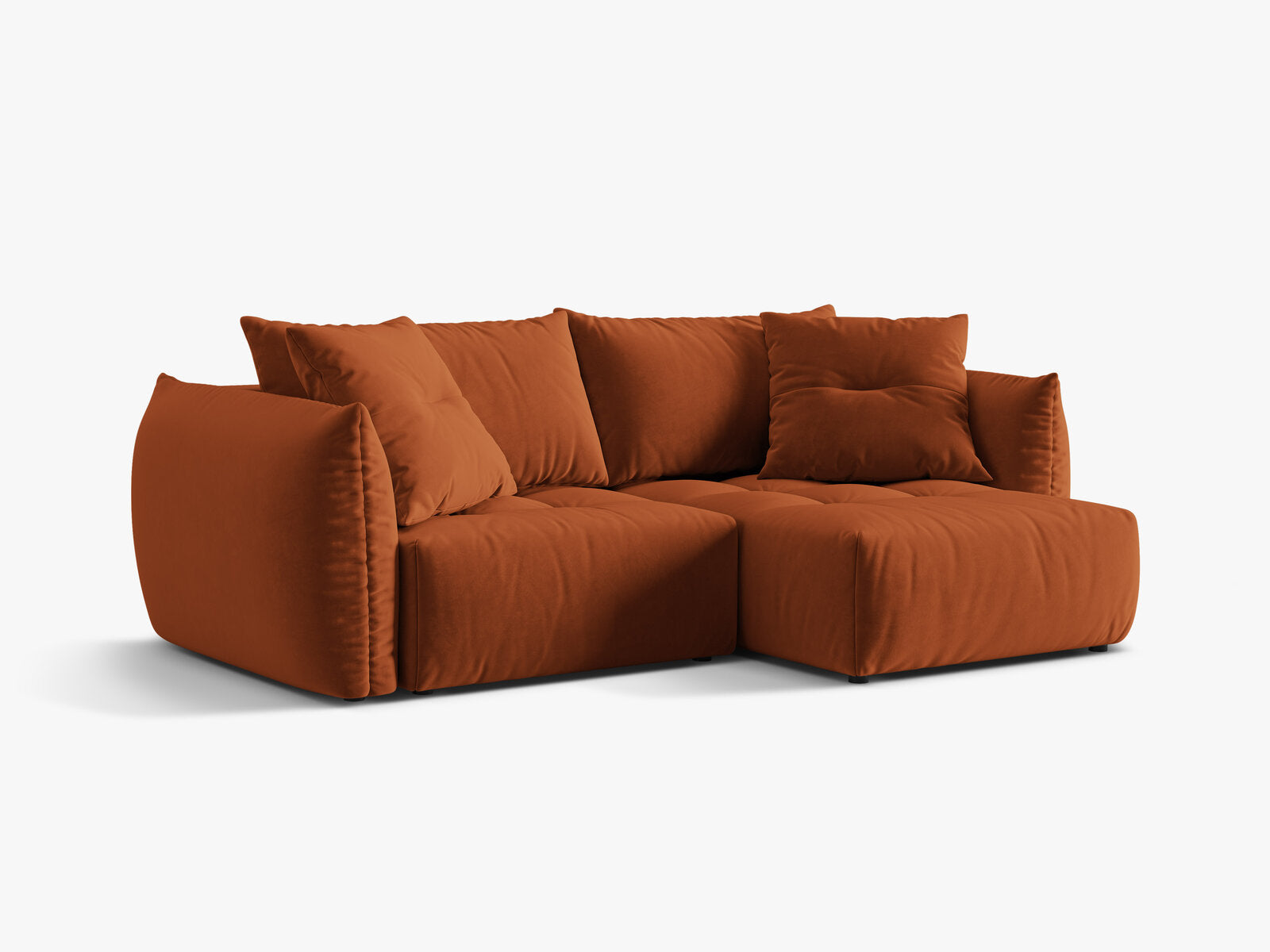 Micadoni Bloom Ecksofa 3-Sitzer mit Schlaffunktion Rechts Samt Casino Terrakotta