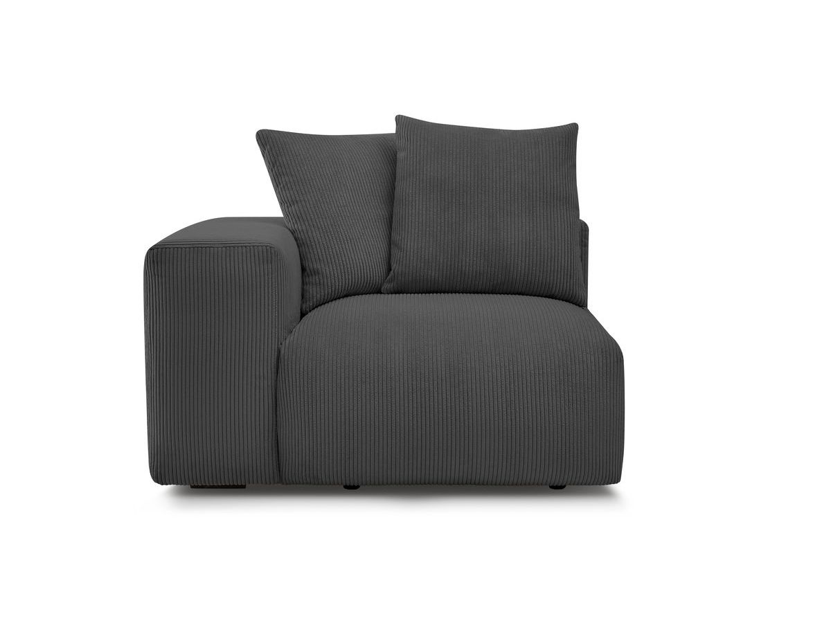 Bobochic Voltaire Sofamodul 1-Sitzer 130 × 100 cm Cordsamt Dunkelgrau Ecke links